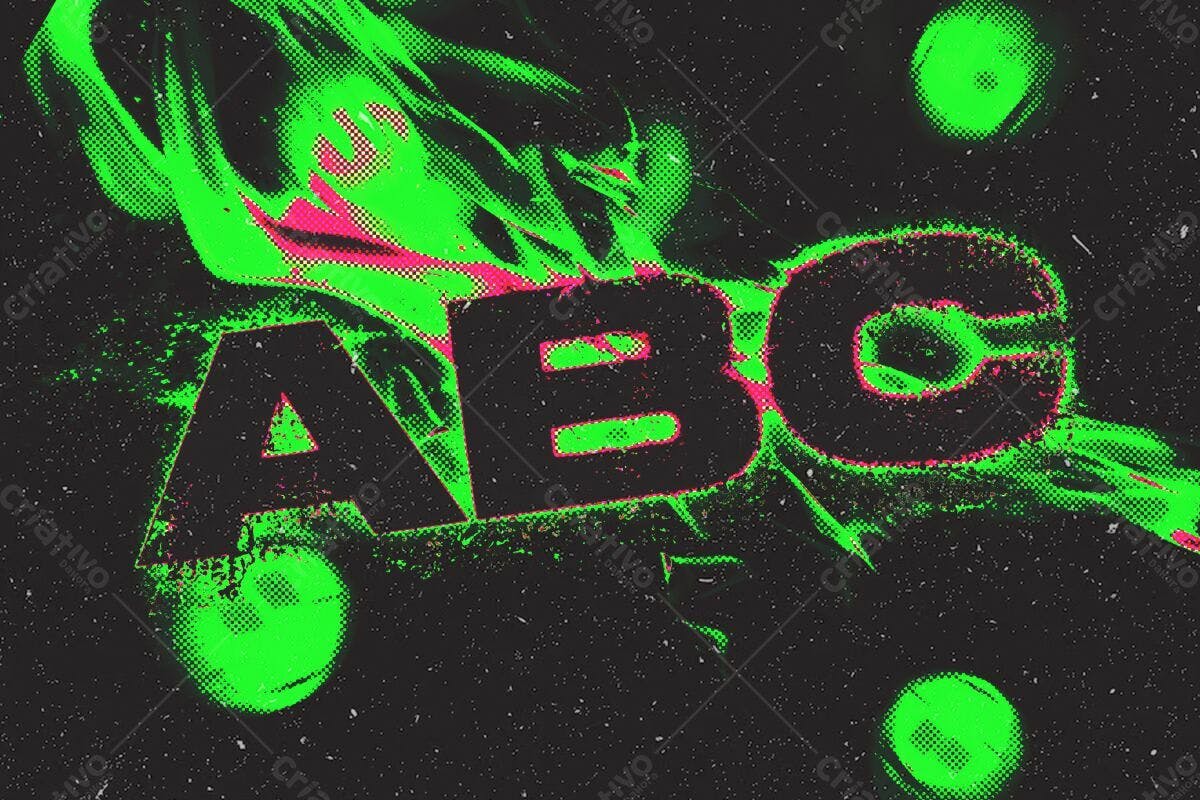 Flyer com Design Grunge Verde e Rosa Neon PSD Editável