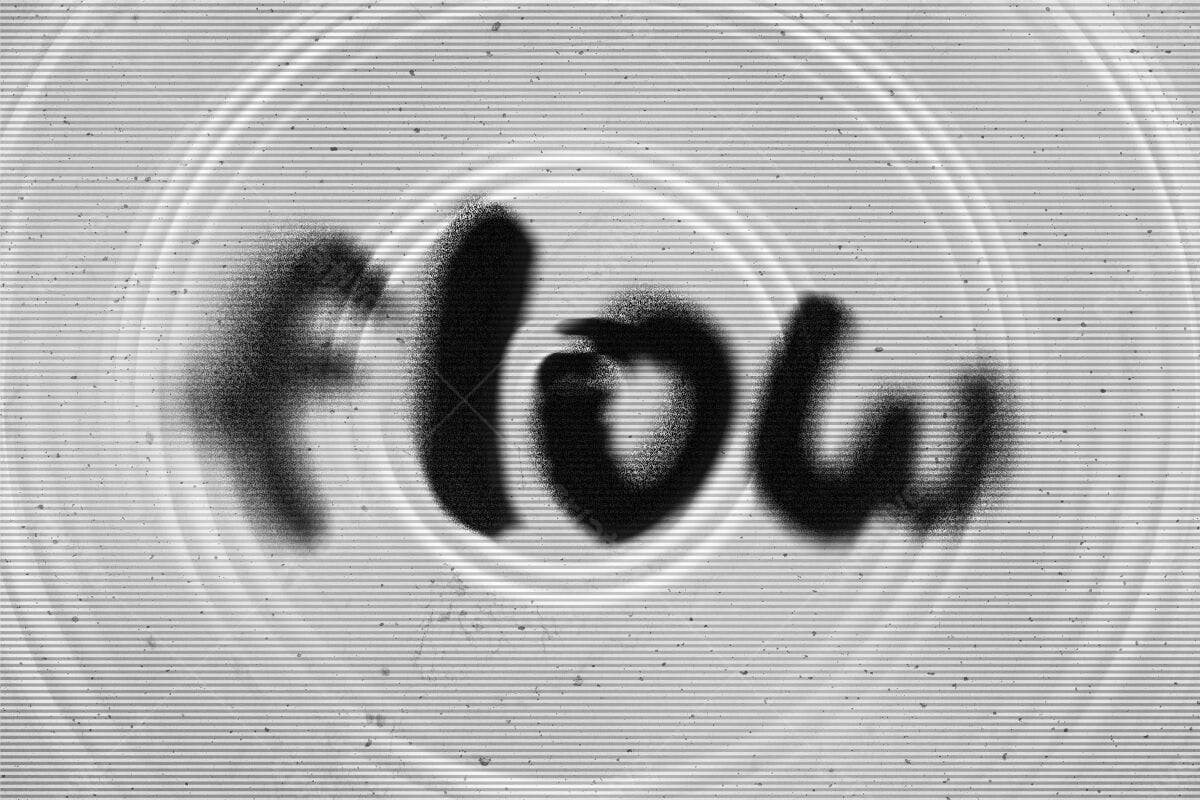 Arte Abstrata com a palavra Flow PSD Editável