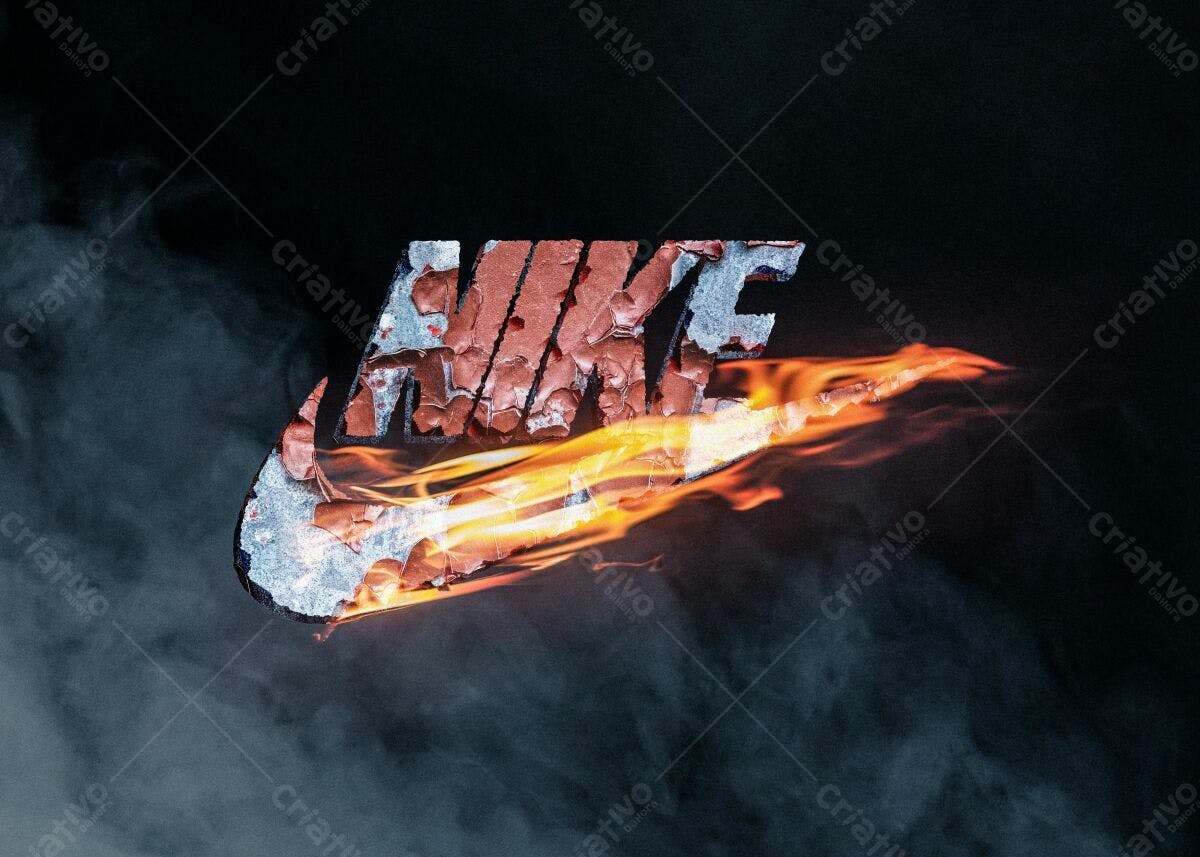 Logo Nike em Chamas PSD Editável