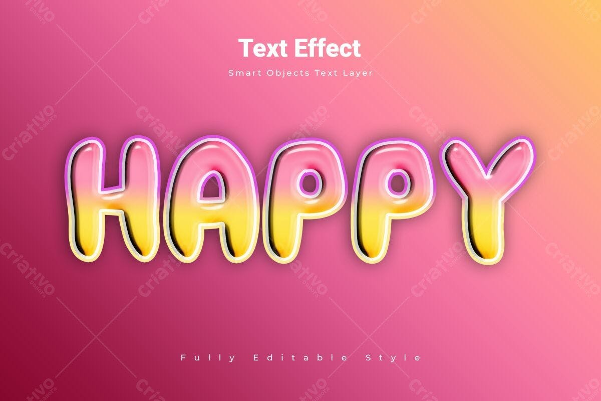Efeito de Texto Happy PSD Editável