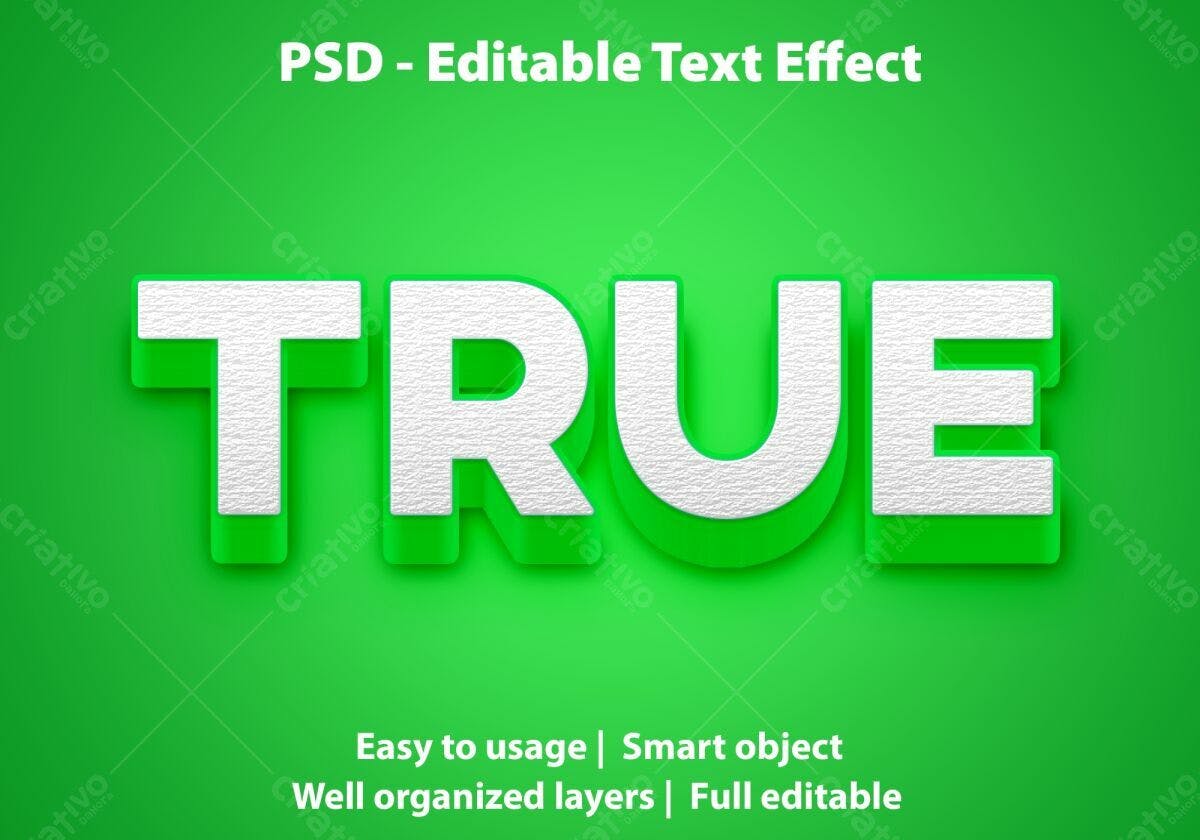 Efeito de Texto 3D Verde e Branco PSD Editável