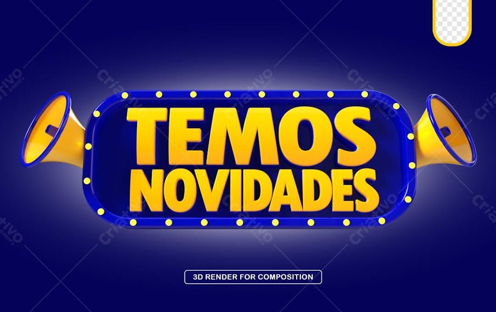 Selo 3d PSD Temos Novidades