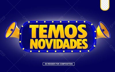 Selo 3d PSD Temos Novidades