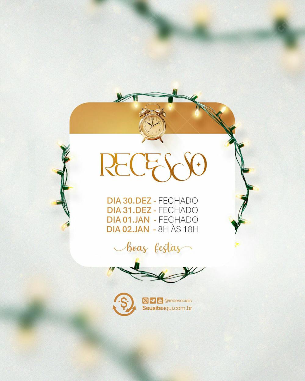 Aviso Informe Horário Comunidado Feliz Natal Ano Novo Social Media Psd Editável