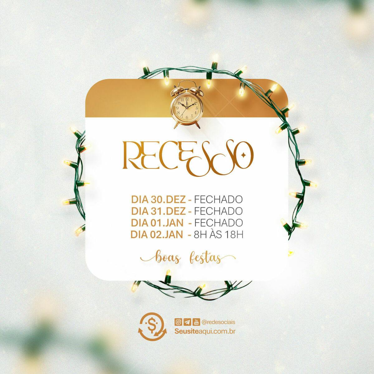 Anúncio Recesso de Fim de Ano PSD Editável