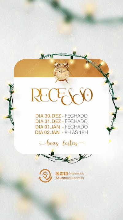 Aviso Informe Horário Comunidado Feliz Natal Ano Novo Social Media Psd Editável