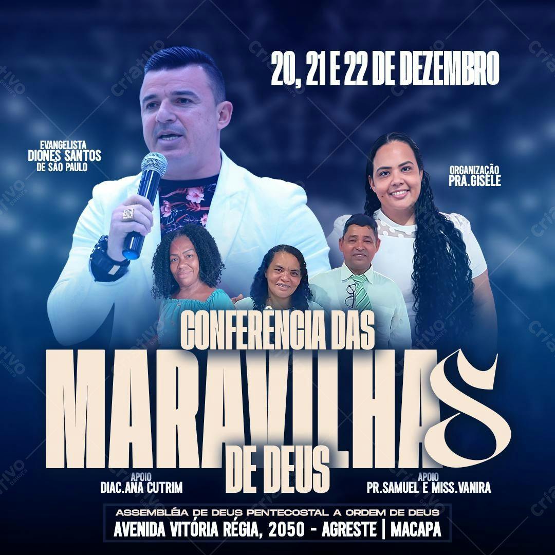 Flyer para Conferência das Maravilhas de Deus PSD Editável
