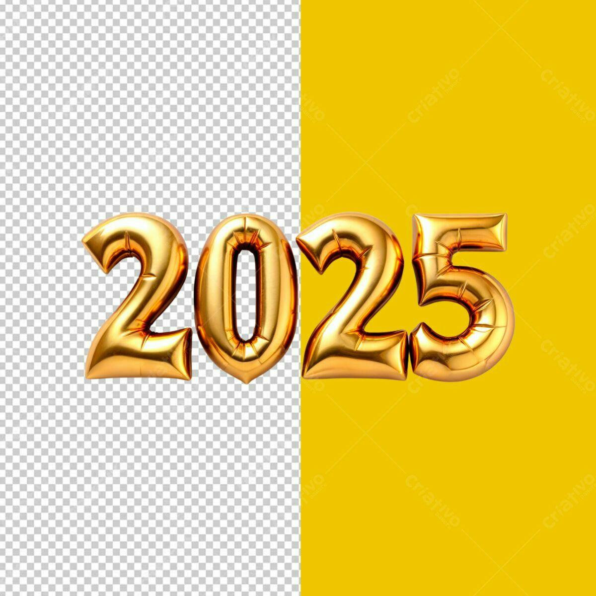 Balões Ano Novo 2025 PSD Editável