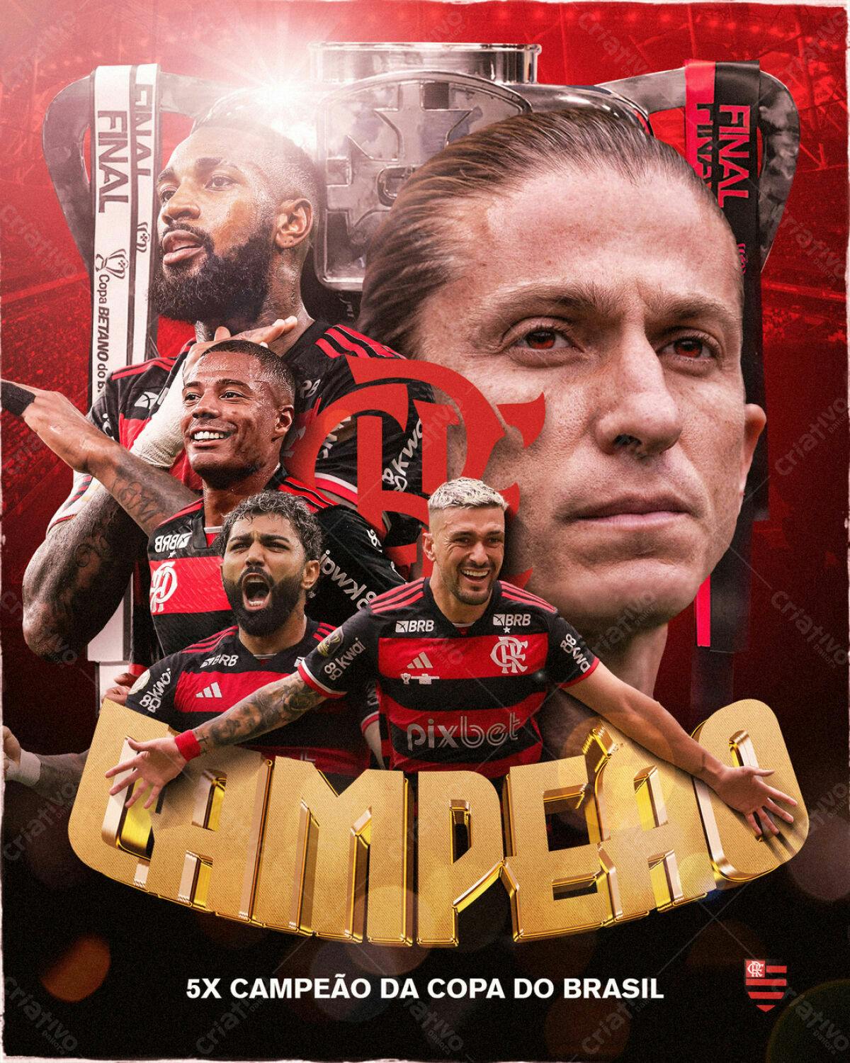 Poster Flamengo Campeão Copa do Brasil PSD Editável