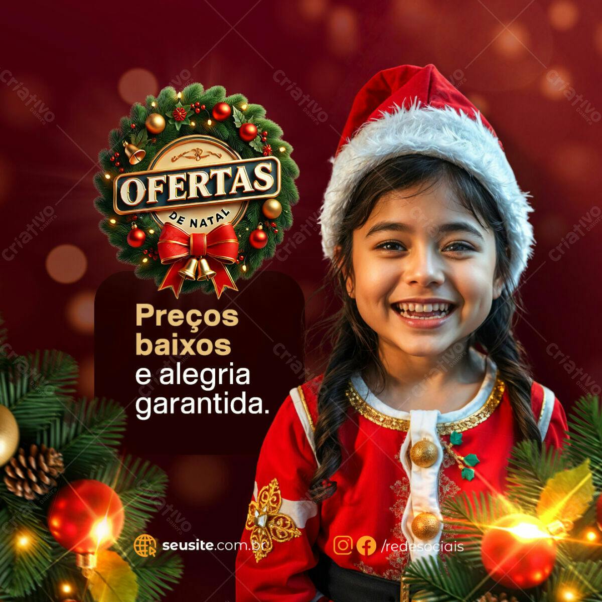 Flyer Natalino com Menina PSD Editável