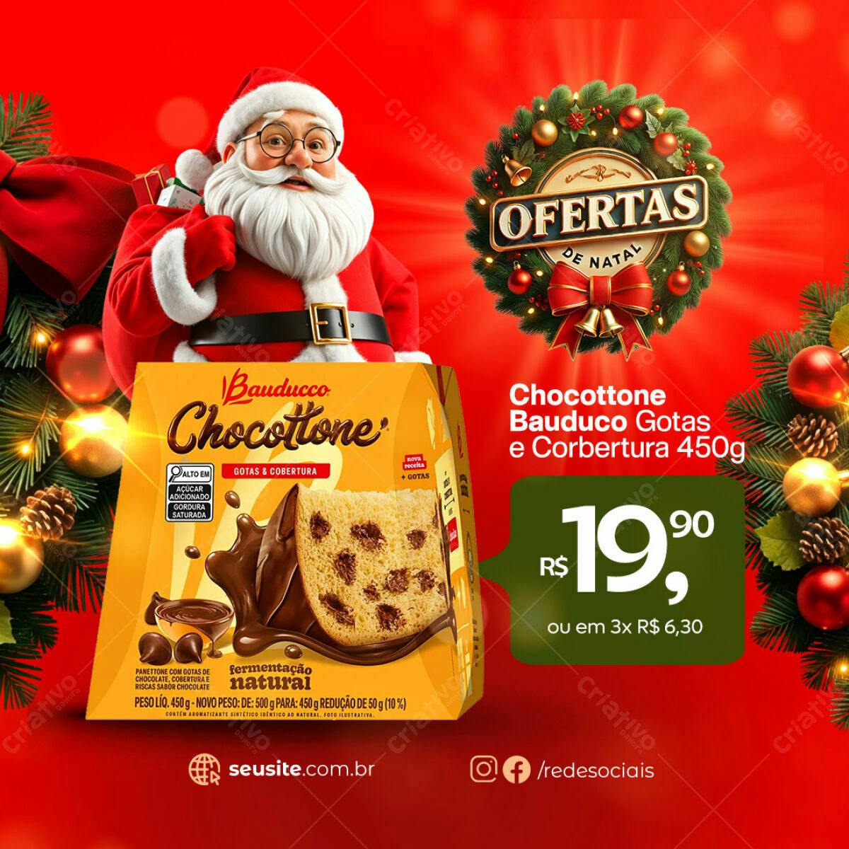 Flyer Natal Chocottone Bauduco PSD Editável
