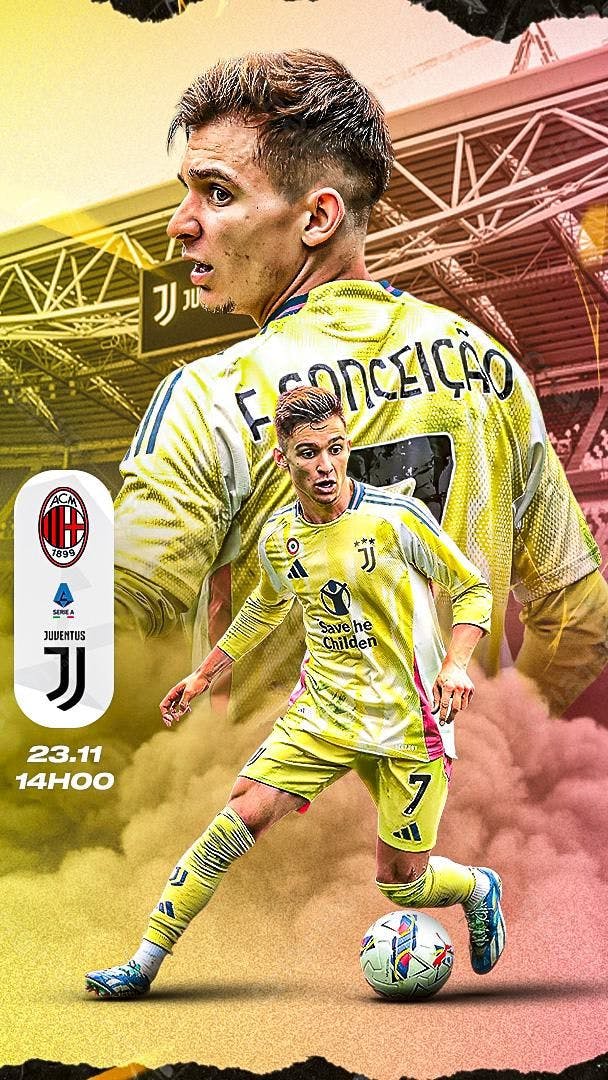 Flyer Futebolístico Juventus x Milan PSD Editável