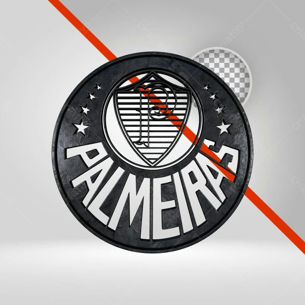 Palmeiras Símbolo 3D, Esporte, Ícone Time, Escudo, Metal 3D 