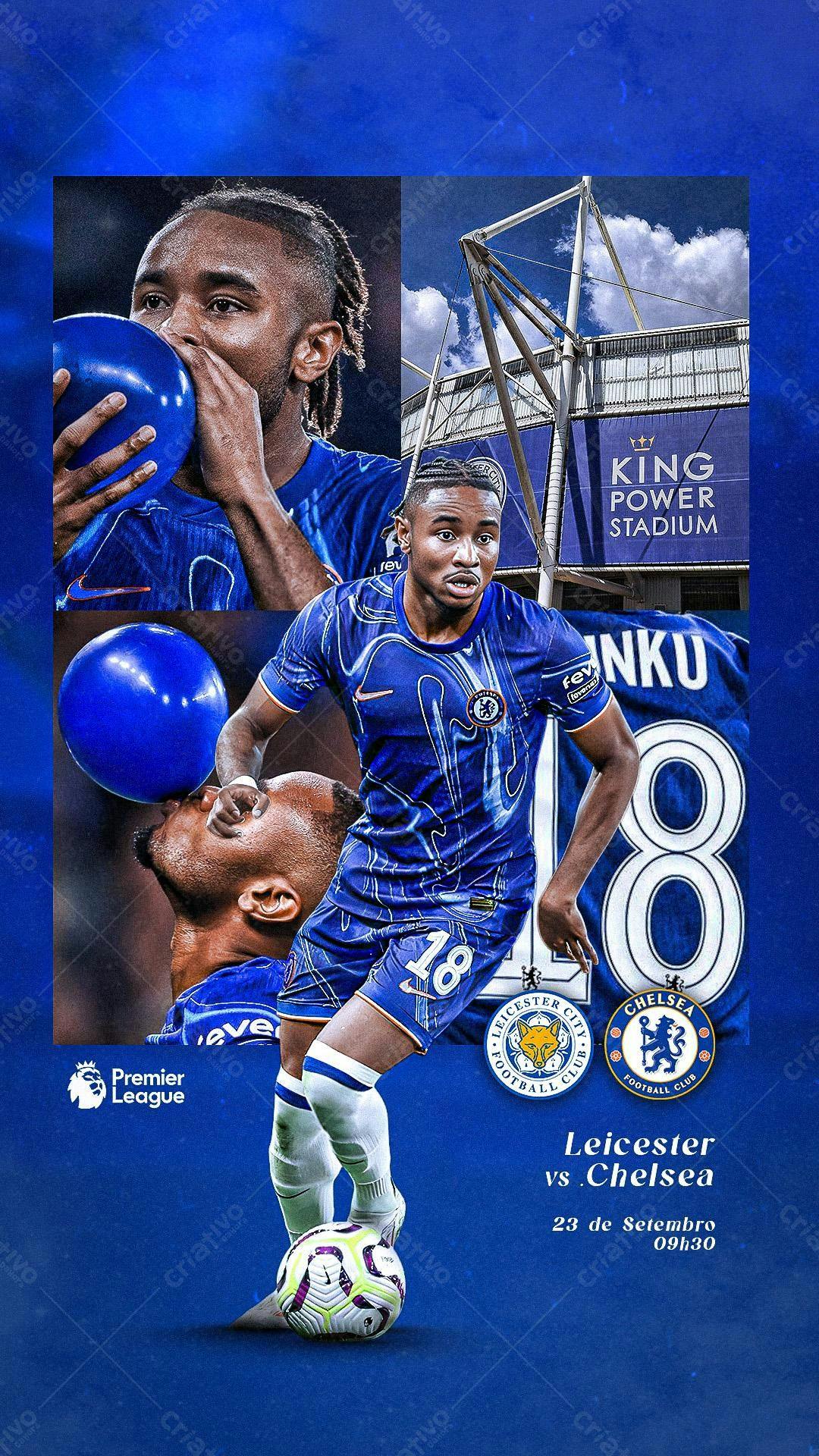 Flyer Partida de Futebol Leicester x Chelsea PSD Editável