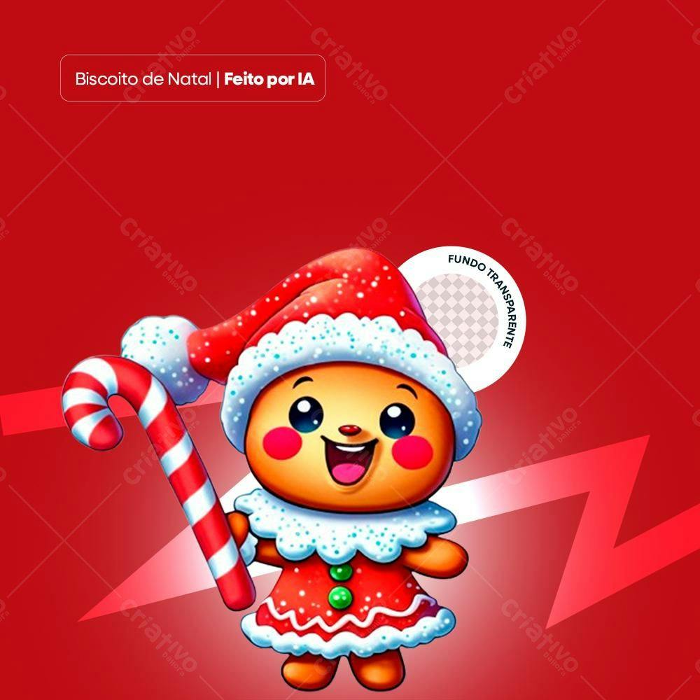 Postagem Natalina com Biscoito de Natal PSD Editável