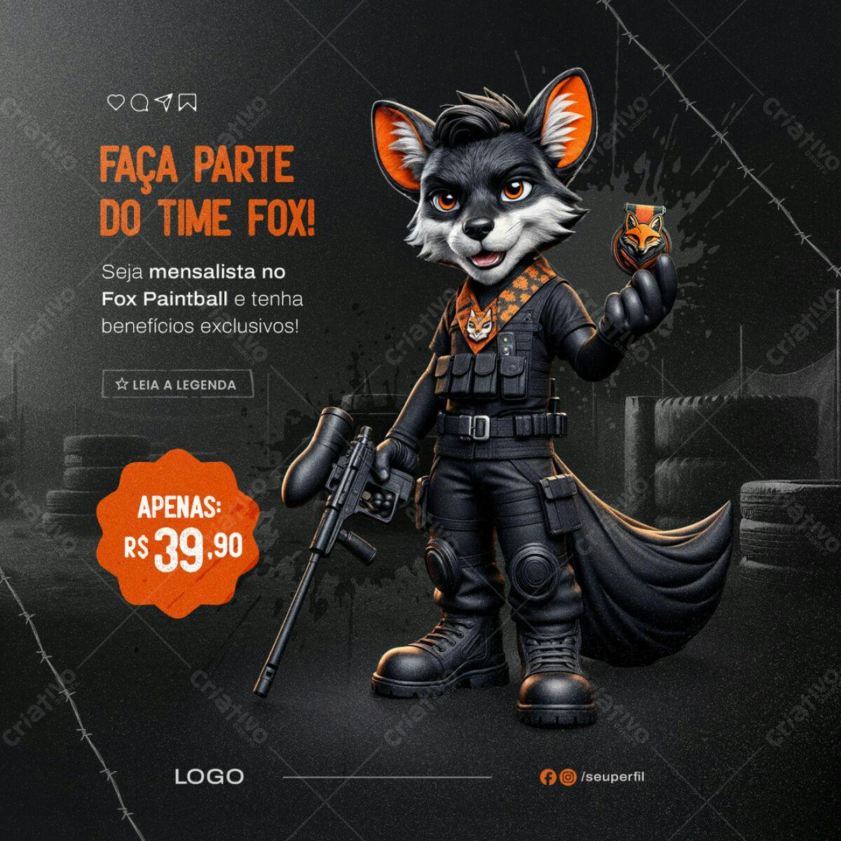 Flyer para Fox Paintball PSD Editável