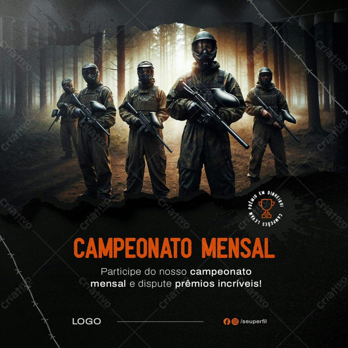 Flyer Campeonato Mensal de Paintball PSD Editável