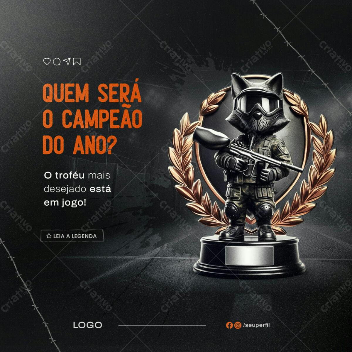 Troféu Paintball Campeão do Ano PSD Editável