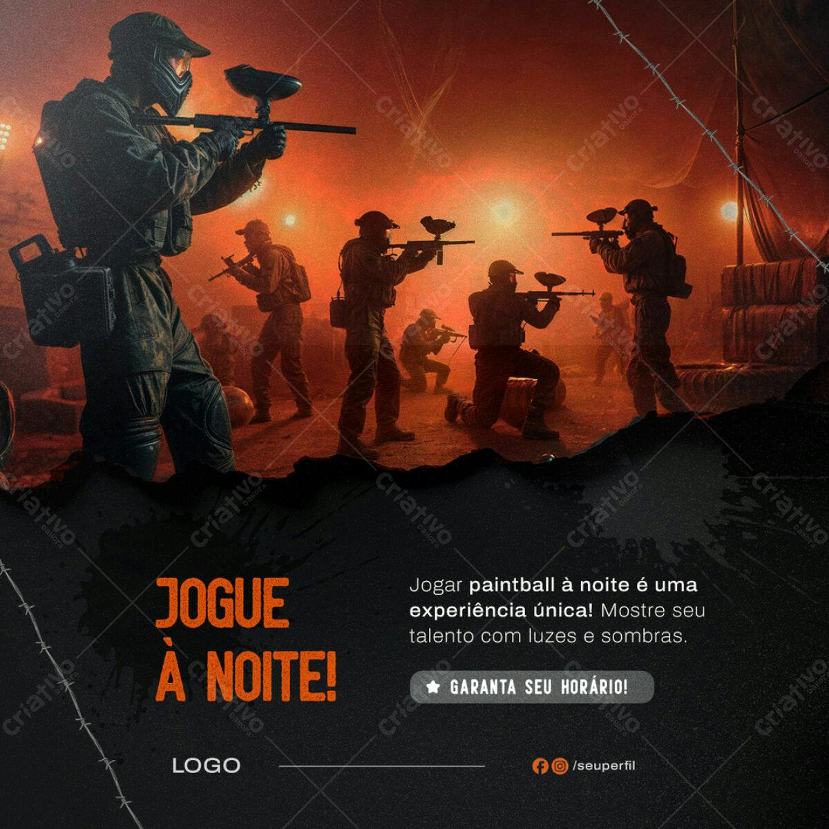 Flyer Paintball Noturno PSD Editável