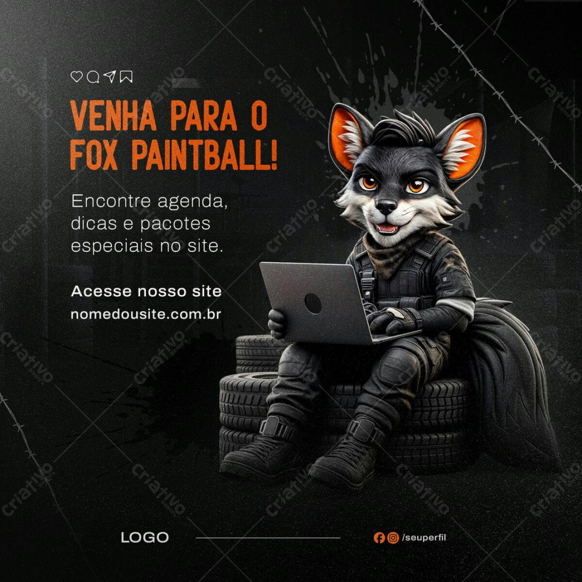 Flyer para Fox Paintball PSD Editável