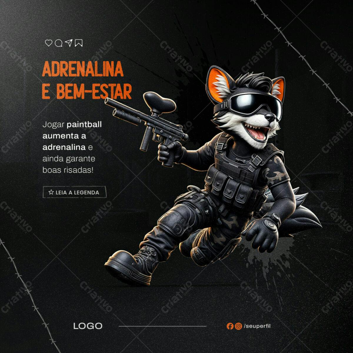 Banner Paintball Adrenalina e Bem-Estar PSD Editável
