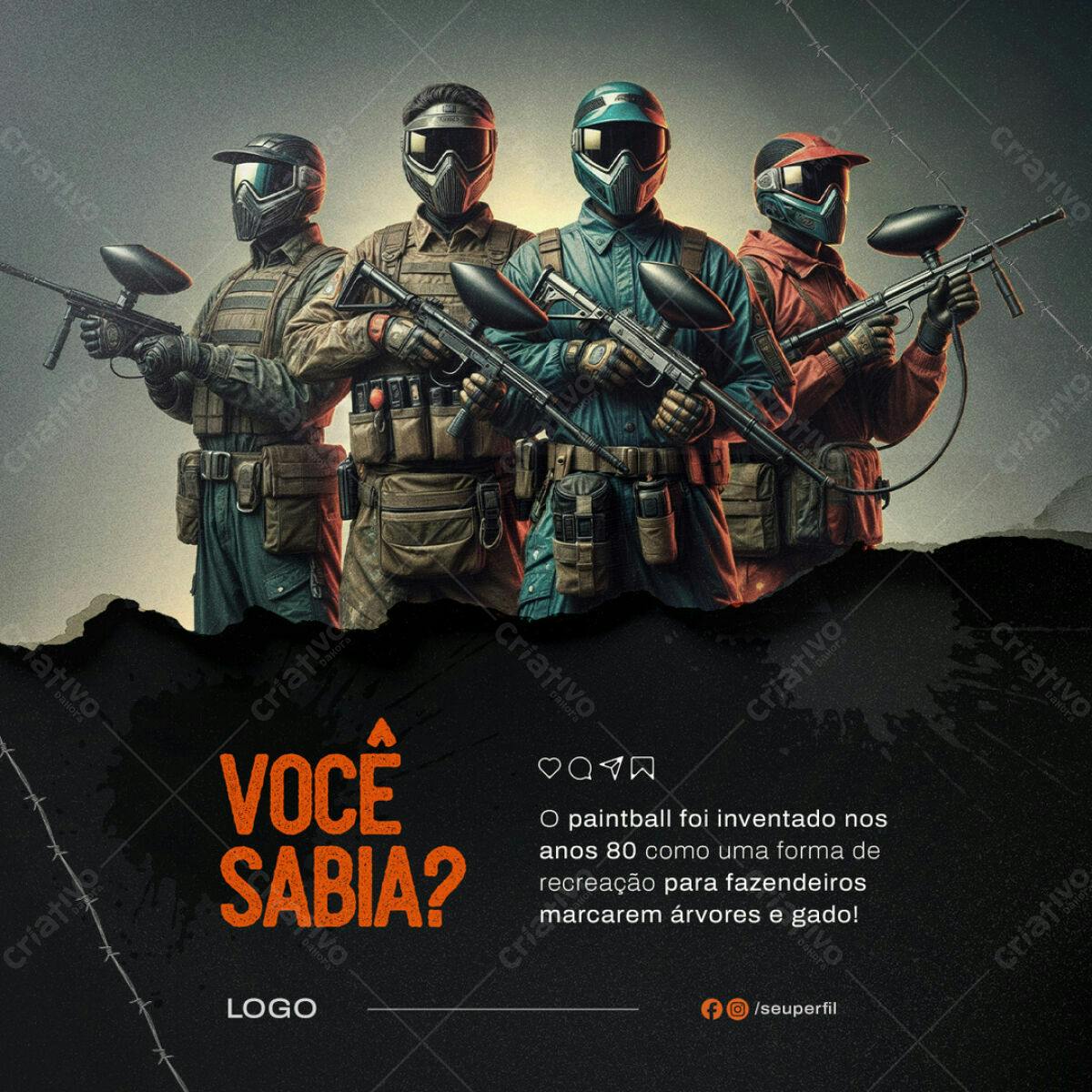 Post para Redes Sociais Paintball PSD Editável