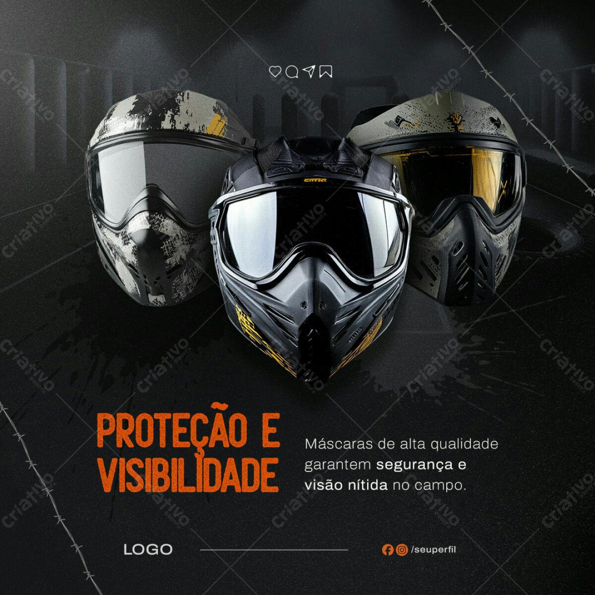 Post para Redes Sociais Máscaras de Segurança PSD Editável