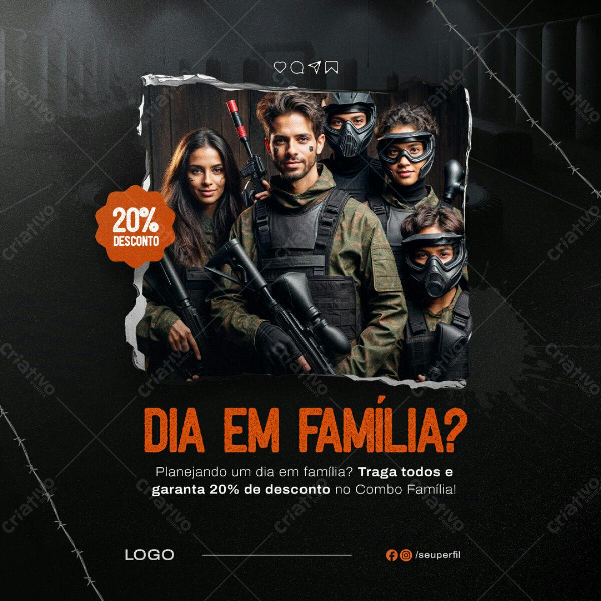 Flyer Paintball Dia em Família PSD Editável