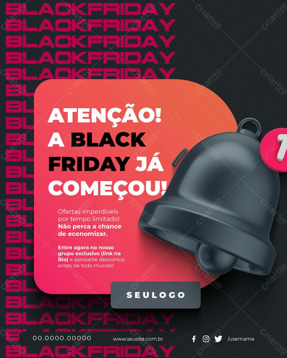 Psd Editável Feed Black Friday 2024 Atenção Não Fique De Fora Do Nosso Grupo Exclusivo 11 24