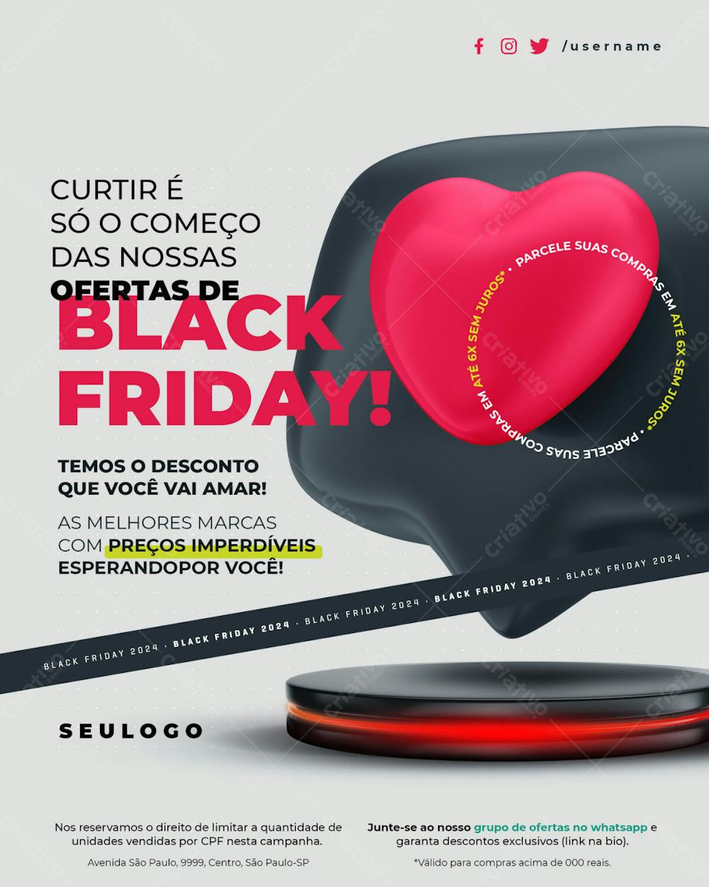 Psd Editável Feed Black Friday 2024 Curtir É Pouco É Só O Começo Das Nossas Ofertas De Black Friday 11 24