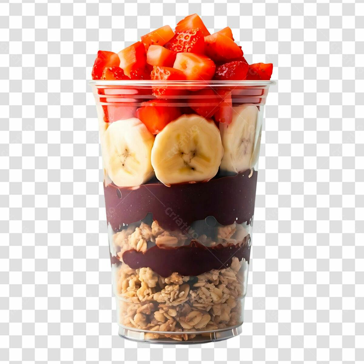 PSD para Embalagem de Açaí com Morango e Banana PSD Editável