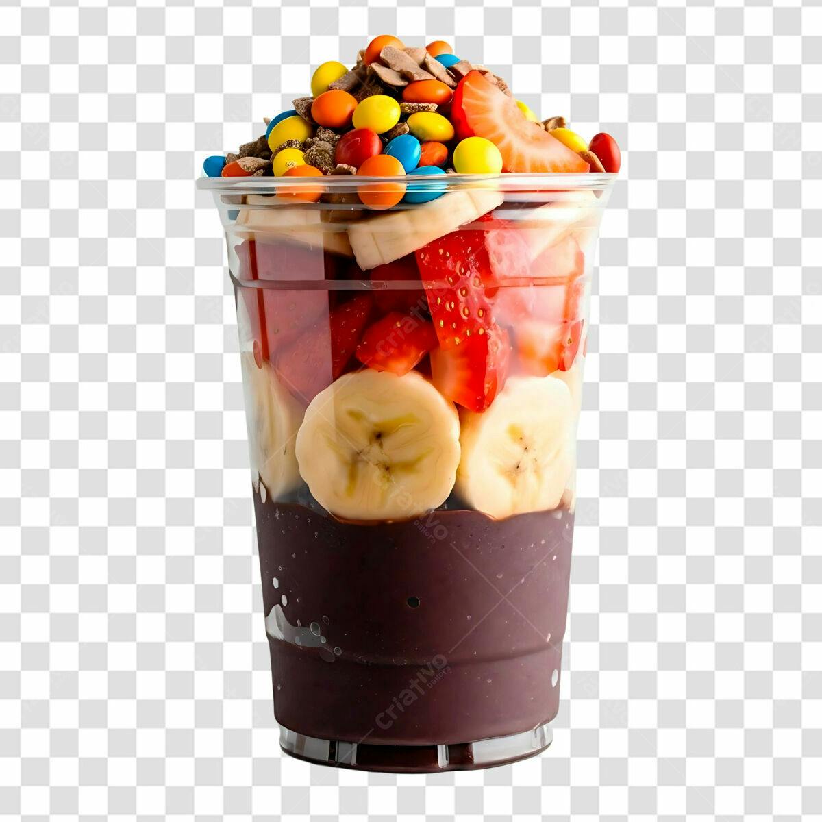Mockup Açai com Morangos e Banana PSD Editável