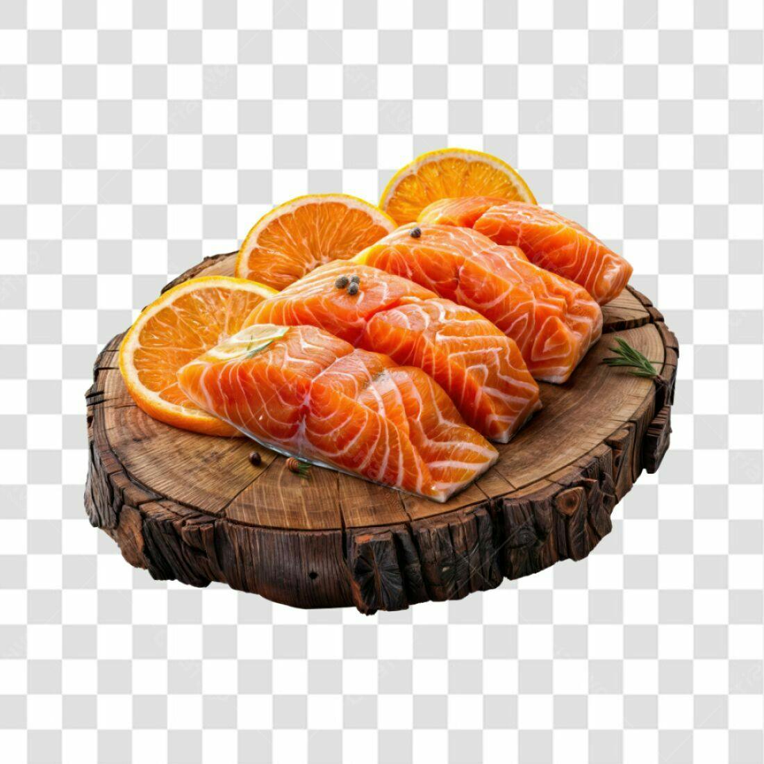 Imagem PNG Salmão com Laranja fundo transparente