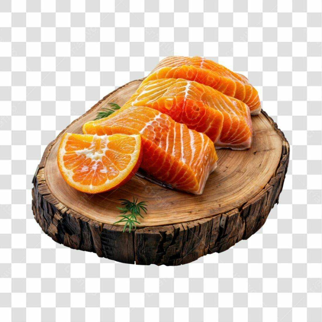 Imagem Salmão com Laranja PNG com fundo transparente