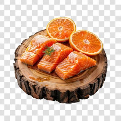 Imagem Ia Filé De Peixe Salmão Em Cima De Tábua Rústica De Madeira Com Fundo Isolado Copiar