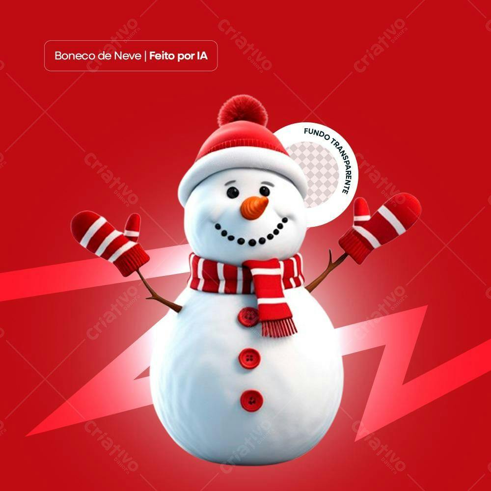 Boneco De Neve Png Feito Por Ia, Fundo Transparente.