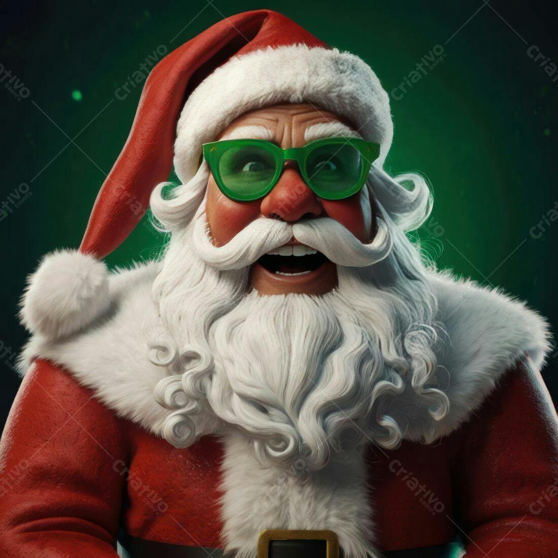 Papai Noel moderno óculos verdes Natal