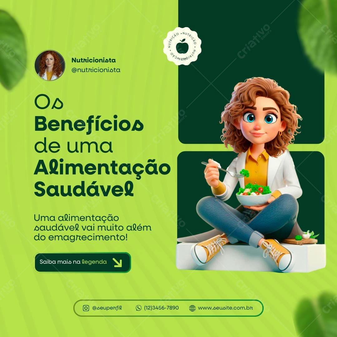 Post Instagram Alimentação Saudável PSD Editável