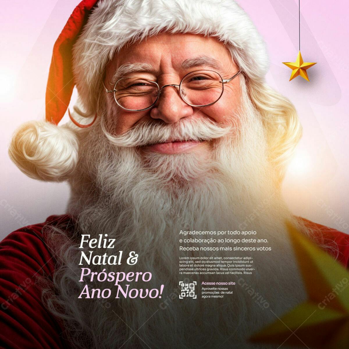 Flyer Feliz Natal e Próspero Ano Novo PSD Editável