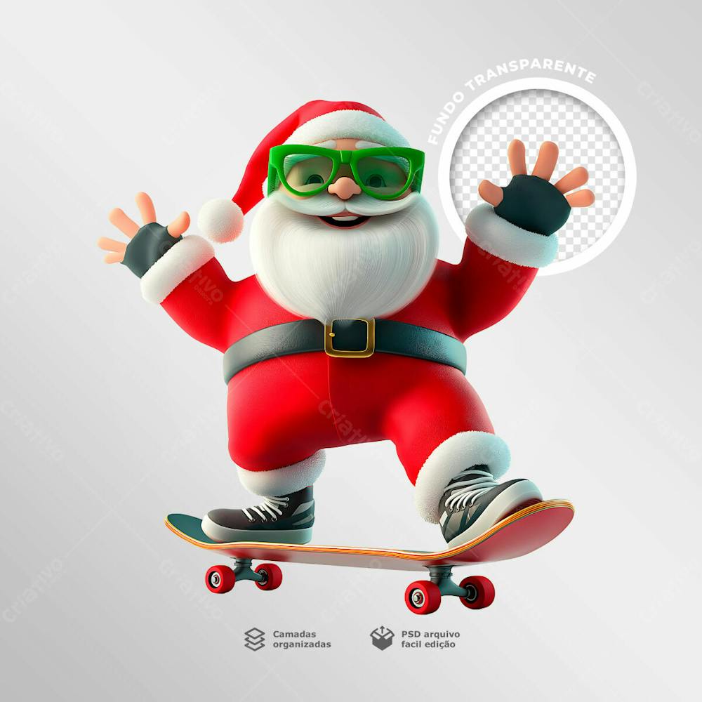 Um Papai Noel Inovador De Oculos Verde De Skate