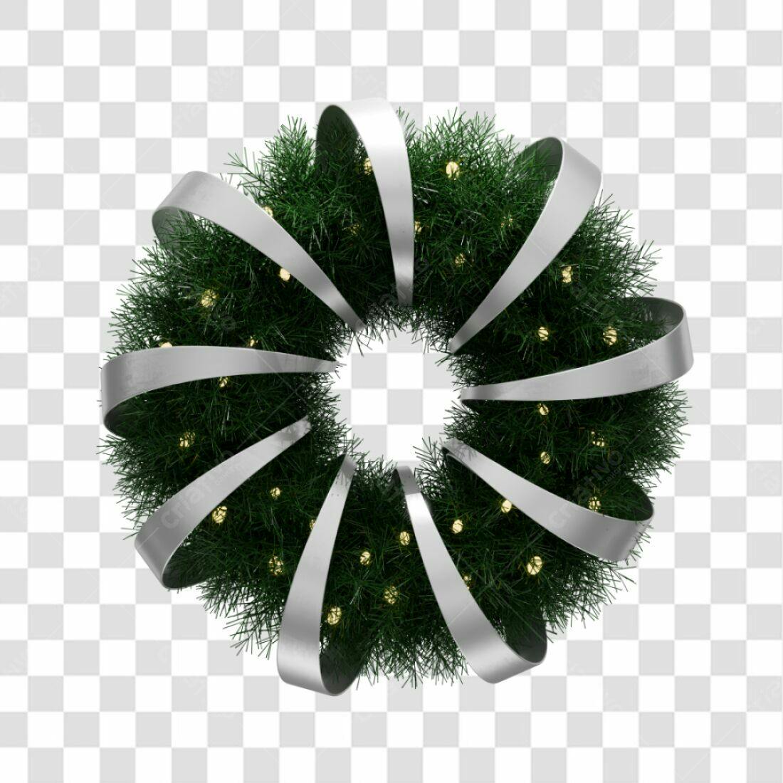 Icone Natalino Guirlanda Verde e Prata PNG com fundo transparente