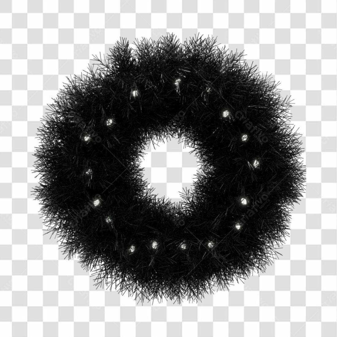 Coroa Natalina Preta PNG com fundo transparente