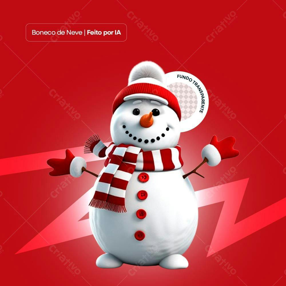 Boneco De Neve PNG Feito Por IA, Fundo Transparente.