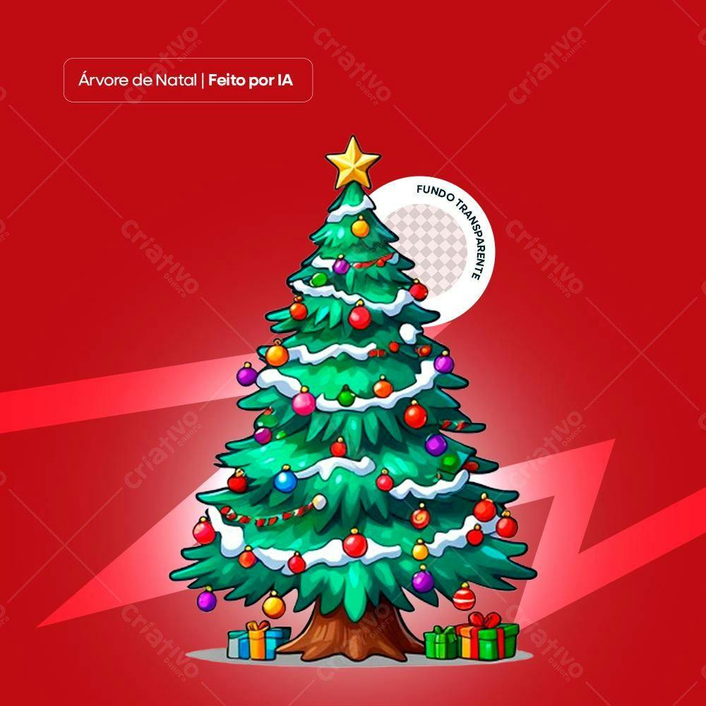 Árvore de Natal Ilustrada com Presentes