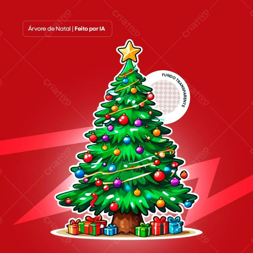 Árvore de Natal decorada com presentes