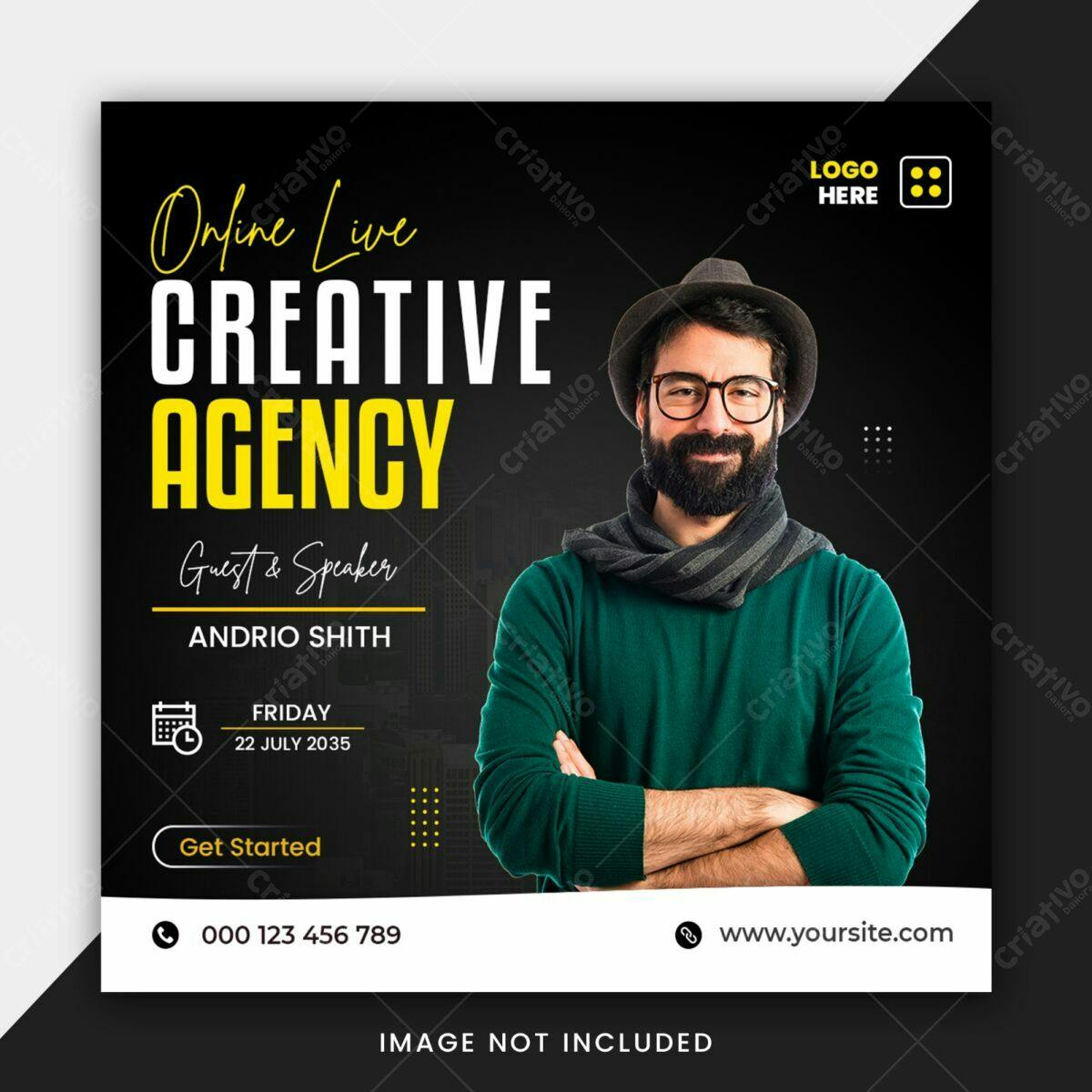 Flyer para Evento Online de Agência Criativa PSD Editável
