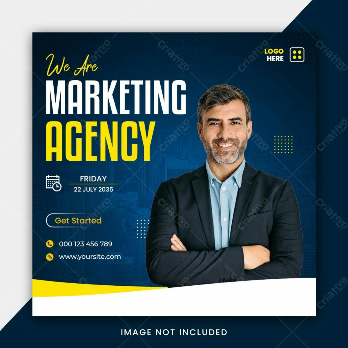 Postagem de Mídia Social para Agência de Marketing PSD Editável