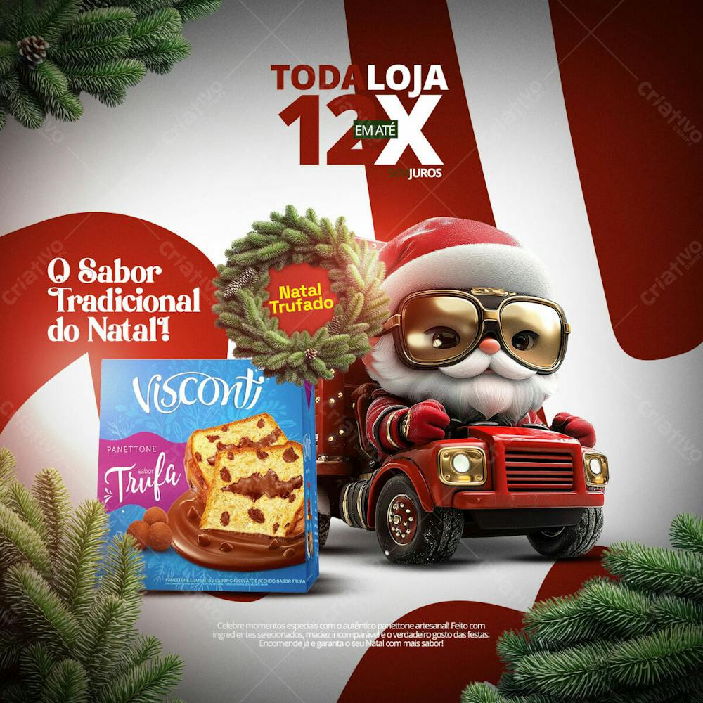 Campanha De Natal Com Visconti Panettone Sabor Trufa Psd Editavel 01