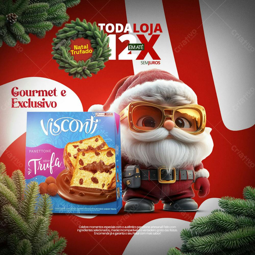 Campanha De Natal Com Visconti Panettone Sabor Trufa Psd Editavel 02