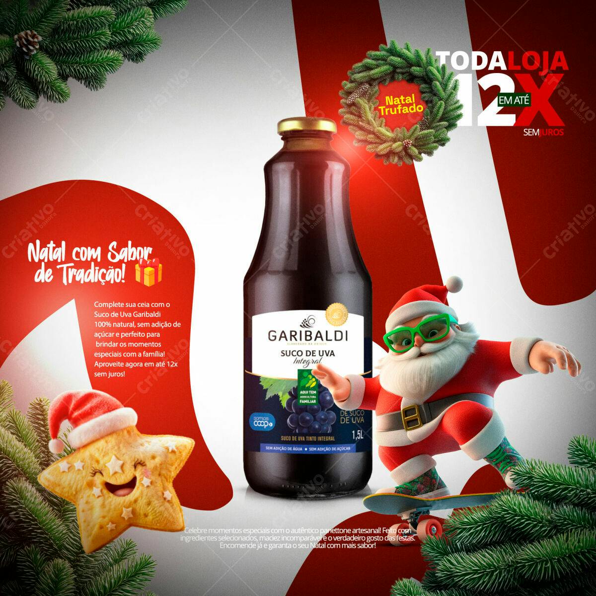 Flyer Natal com Suco de Uva Garibaldi PSD Editável